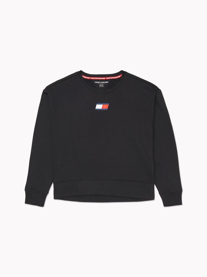 Női Tommy Hilfiger Essential High-Low Popover Pulóverek Fekete | HU 385KOR